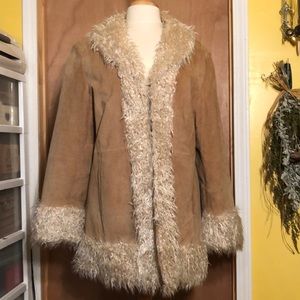 Genuine leather and faux fur winter jacket